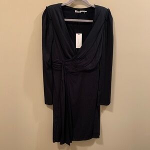LEON MAX BLACK LONG SLEEVES LINED SILK DRESS - SIZE 4